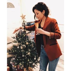 Forever 21 Terra-Cotta Orange & Navy Blue Blazer